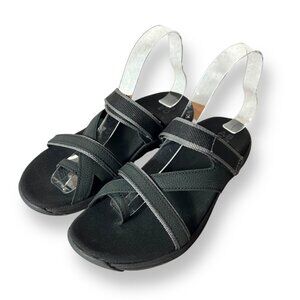 ABEO Women’s Black Leather Orthotic Sandals – Orthotic slip-on sandals – Size 7